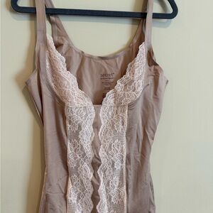 New in Bag Victoria's Secret Satin Tan Top with Lace Accents Size Medium